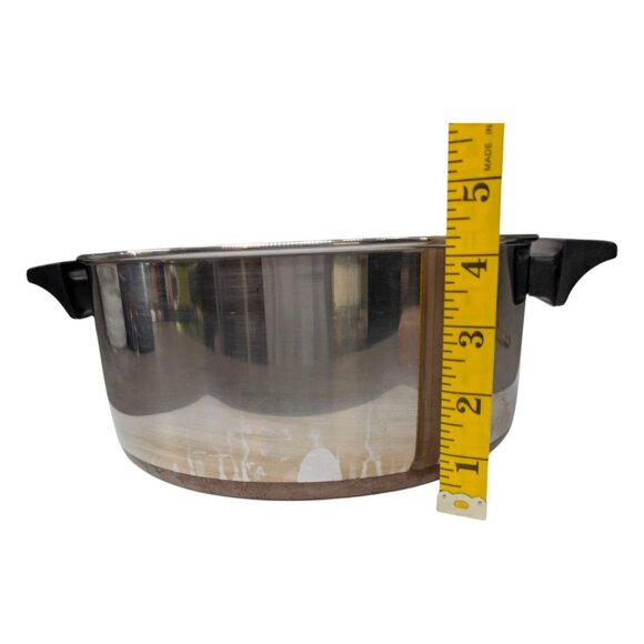 Revere Ware 4.5 Qt Metal Pot Silver Steel Double Handle Sauce Pan 9.5" Diameter - Picture 6 of 9